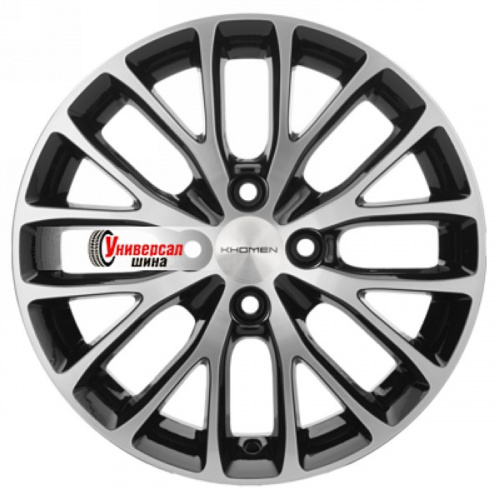 6*15 4*100 ET48 54,1 Khomen Wheels KHW1506 Black-FP (Rio/Solaris) - 1